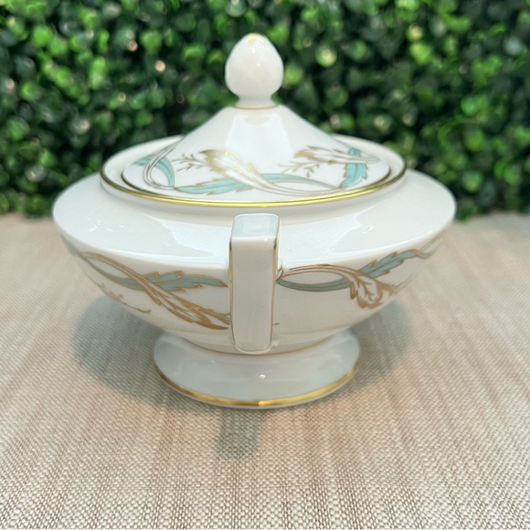 Royal Tettau Princess Blue Green Gold | Creamer & Covered Sugar Bowl Set Germany - Picture 9 of 16